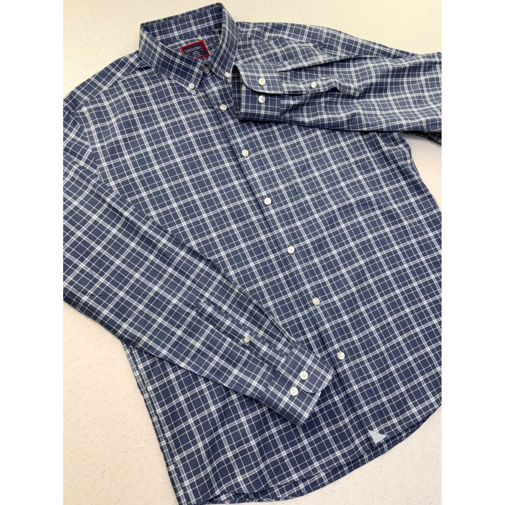 UNTUCKit Lazaret WF Mens Large Blue Plaid Wrinkle Free Button Down Shirt 40682 - Picture 3 of 8